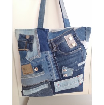 Upcycled Jeans Market Bag Denim Handbag