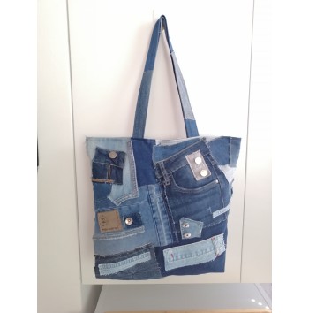 Upcycled Jeans Market Bag Denim Handbag