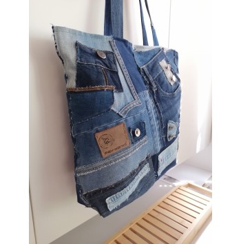 Upcycled Jeans Market Bag Denim Handbag